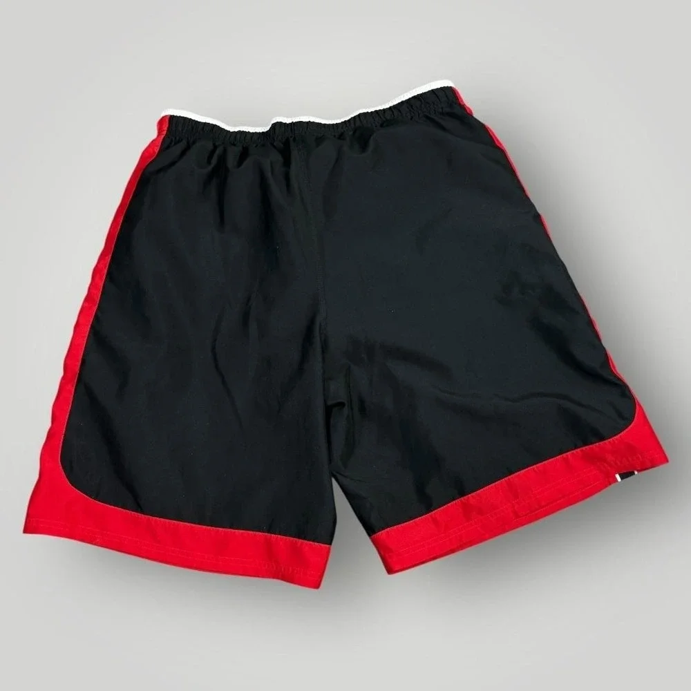 Vintage Nike Swim‎ Shorts Mens 2XL Black Red Mesh Lined Trunks T95502B1